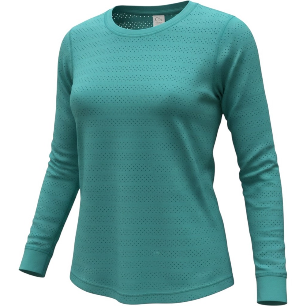 Zyia Active Teal Laser Cut Perforated Long Sleeve Performance Top Large